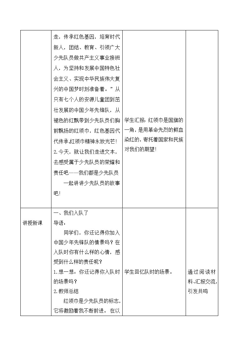 第十七课 我们都是少先队员 教学设计 小学道德与法治人教 部编版一年级下册(2021_2022学年)03