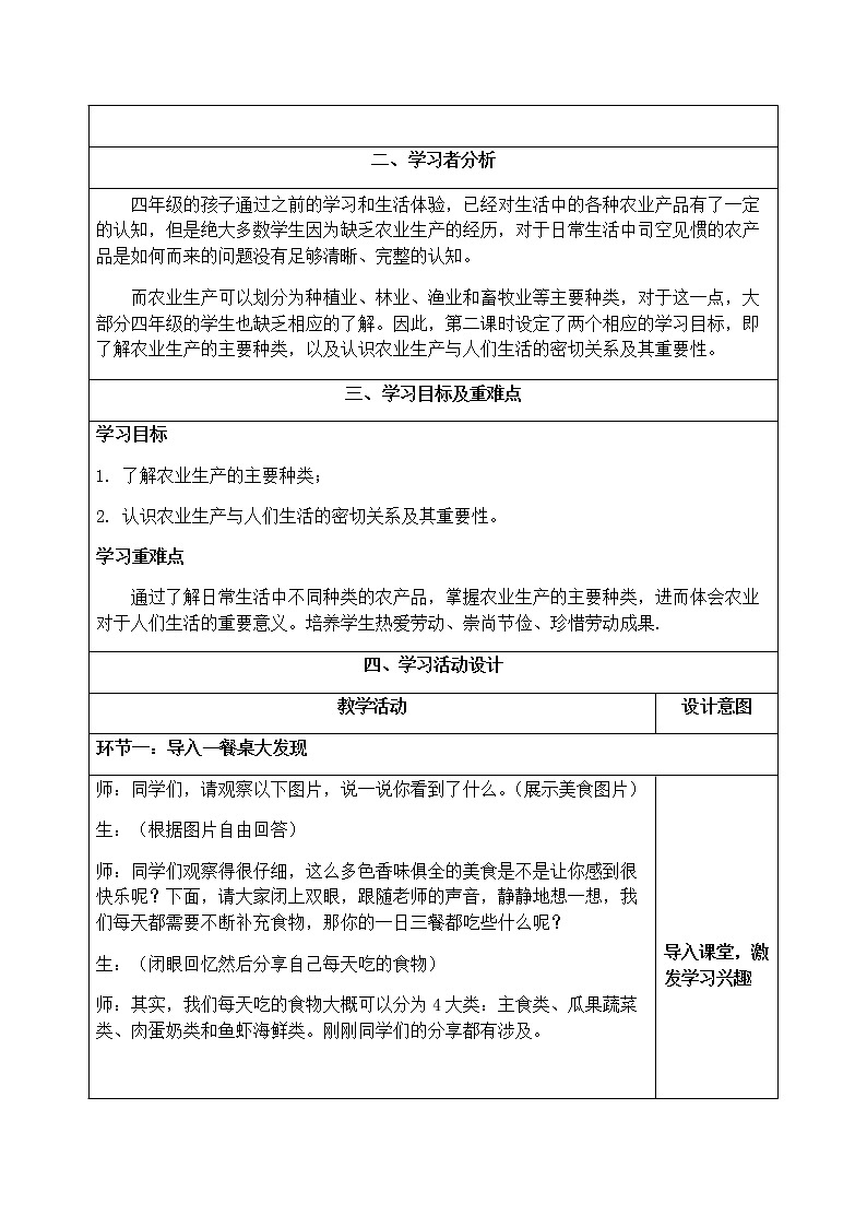 3.7《我们的衣食之源》第二课时 教学设计第2页