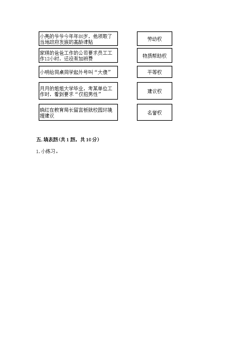 人教部编版 五年级下册第三单元 我们是公民 6 公民意味着什么测试卷带答案【研优卷】第3页