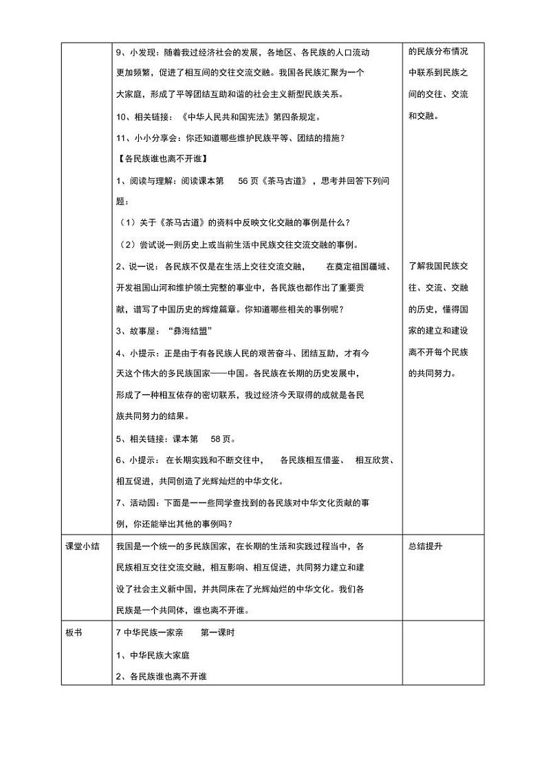 道德与法治五年级上册7《中华民族一家亲》教学设计2篇02