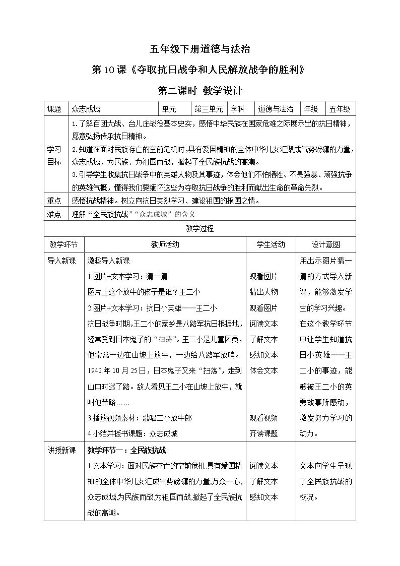 五年级下册道德与法治第10课《夺取抗日战争和人民解放战争的胜利》精美PPT教学课件（第二课时）+素材+教案教学设计01