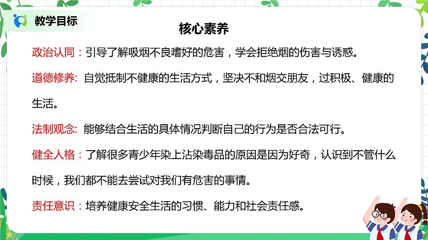 【核心素養(yǎng)目標】部編版道德與法治五上1.3《煙酒有危害 毒品更危險》第1課時 課件第2頁