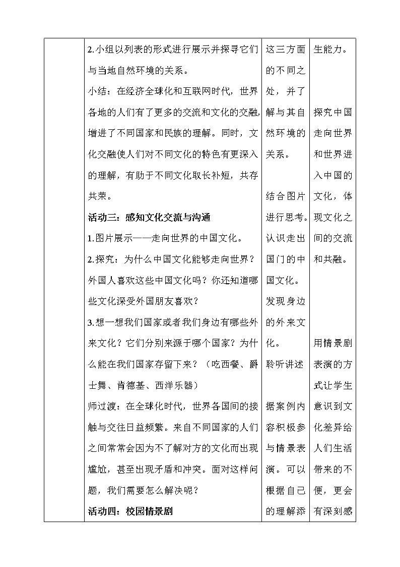 道法部编版五四学制第14课《多元文化多样魅力》第2课时教案03
