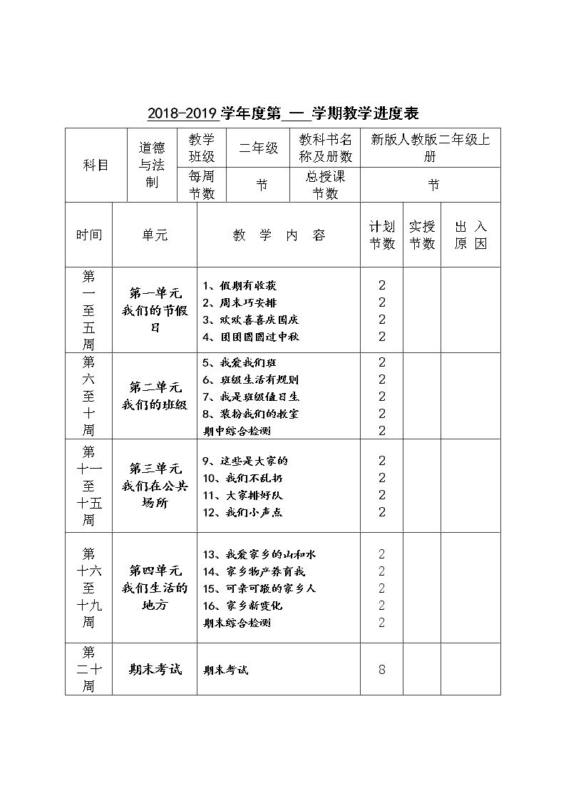 人教版部编版二年级上册道德与法治全册教案(精品)02