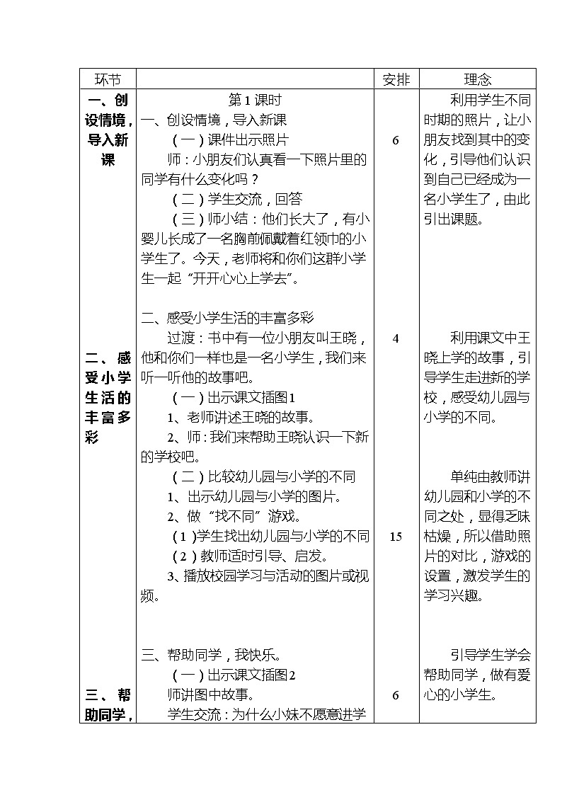 一年级上册道德与法治人教部编版 1.开开心心上学去 教案502