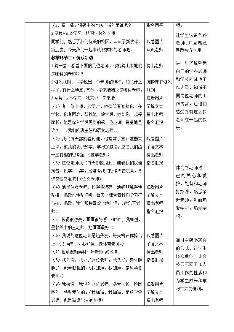 【核心素养目标】一年级上册道德与法治第3课《我认识您了》教案教学设计(第一课时).doc 3第2页