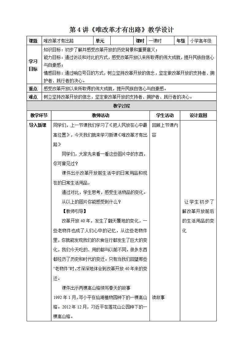 第4讲《唯改革才有出路》教学课件+教学设计01