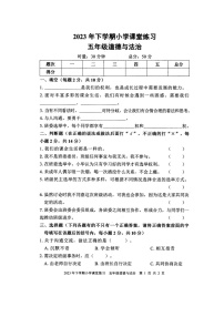 湖南省娄底市涟源市2023-2024学年五年级上学期11月期中道德与法治试题