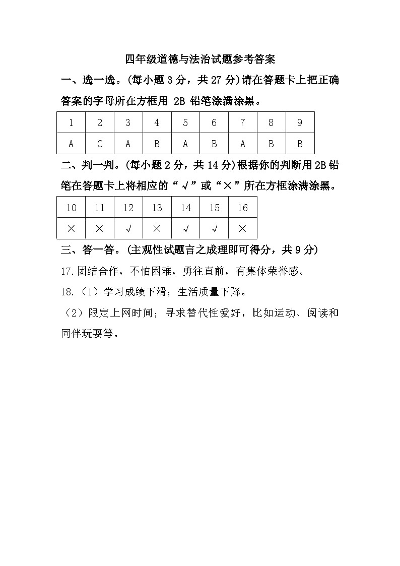 18,河南省南阳市西峡县2023-2024学年四年级上学期1月期末道德与法治试题(1)第1页