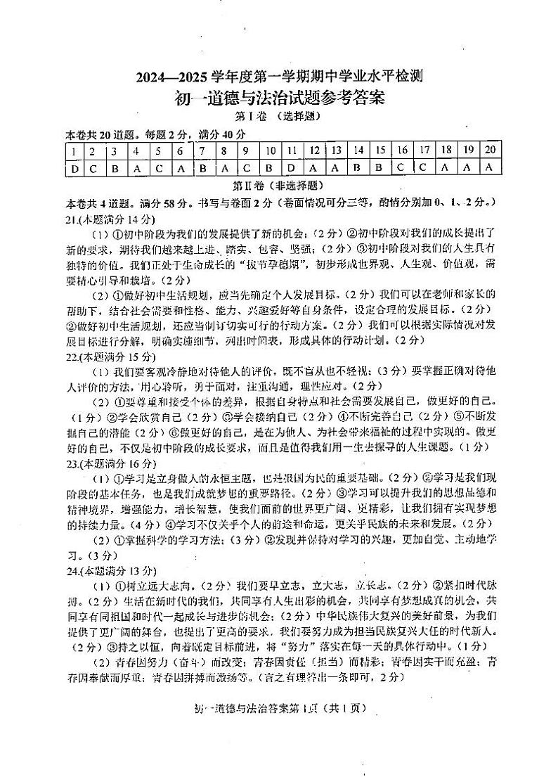 初一政治答案第1页