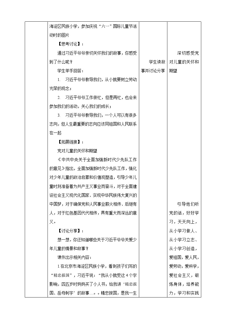 第5讲第二课《习近平爷爷对我们的期望》教学设计第2页