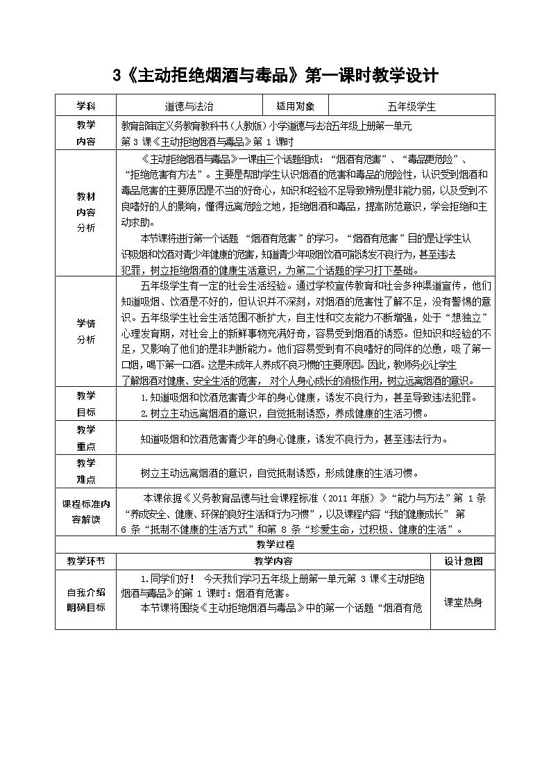 3.1《主動拒絕煙酒和毒品》第一課時第1頁