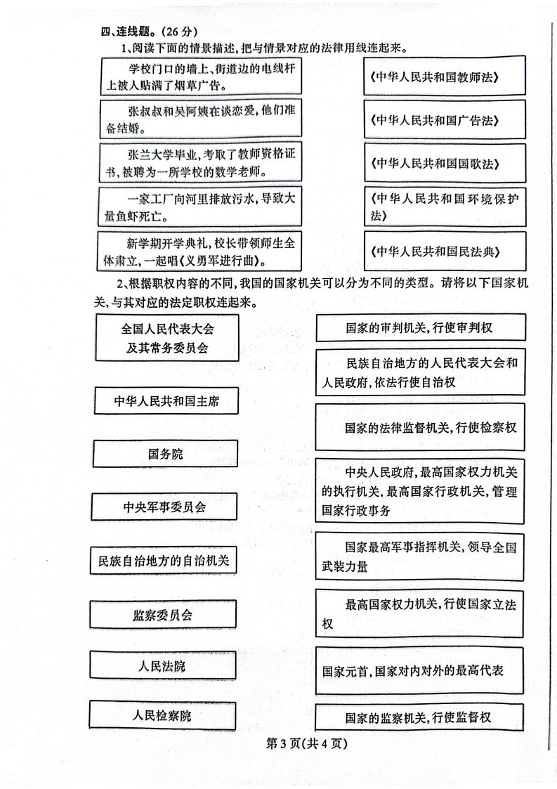 辽宁省丹东市凤城市2024-2025学年六年级上学期1月期末道德与法治试题第3页