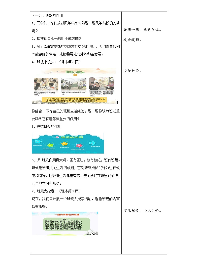 部编版四年级道法上册我们的班规我们订(第一课时) 教案02