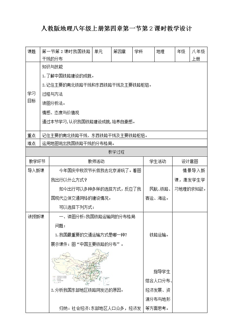 人教版地理八年级上册 第四章第一节 第2课时交通运输 课件+教案01
