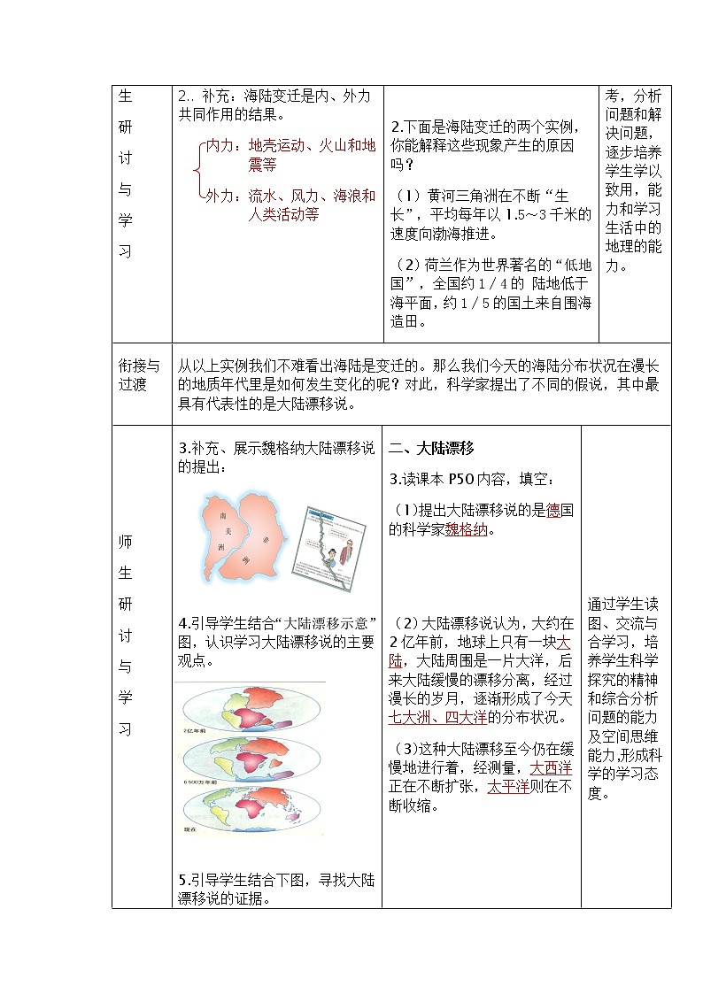 七上第三章第二節(jié)海陸變遷教案第2頁(yè)