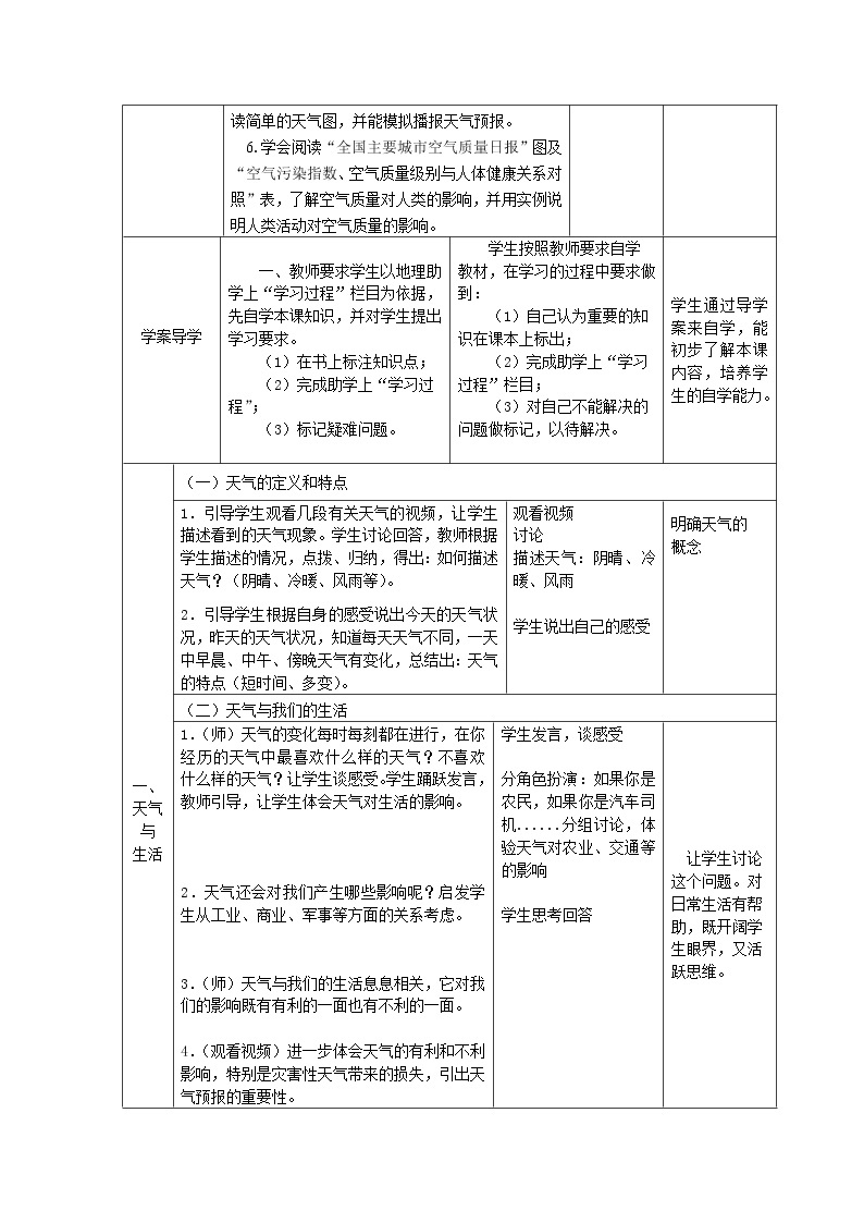 商务星球版七上地理 4.1天气  教案02