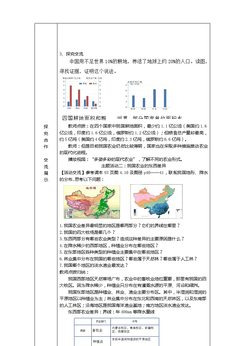 人教版八年级地理上册第四章第二节农业第1课时教学设计第2页