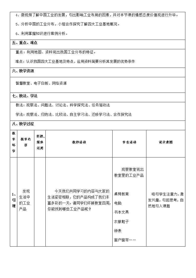 中图版七年级地理下册:第四章 4.3 工业-教案第2页