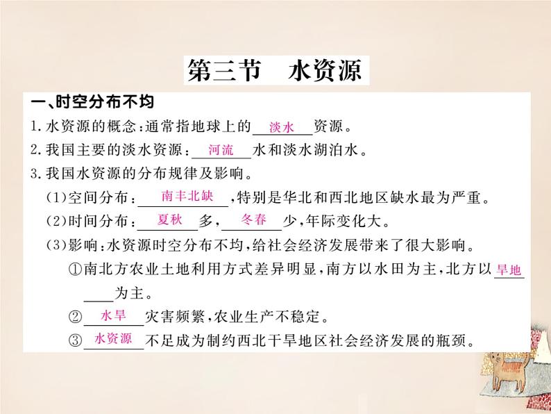 八年级地理上册 第三章 第三节 水资源作业课件 (新版)新人教版第1页