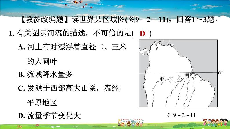 人教版地理七年级下册-9.2.2 热带雨林的开发与保护【习题课件】第7页