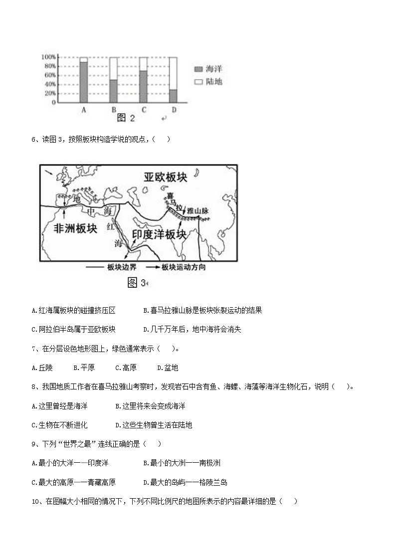 福建省龙岩市上杭县东路片区2021-2022学年七年级上学期半期联合统练地理试题(word版 含答案)02