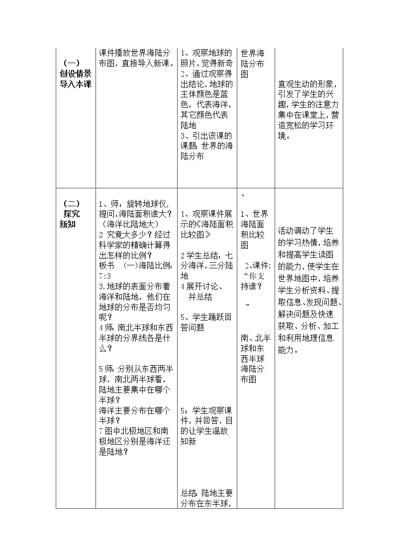 湘教版地理七年级上册 第二章 第二节  世界的海陆分布(8)（教案）02