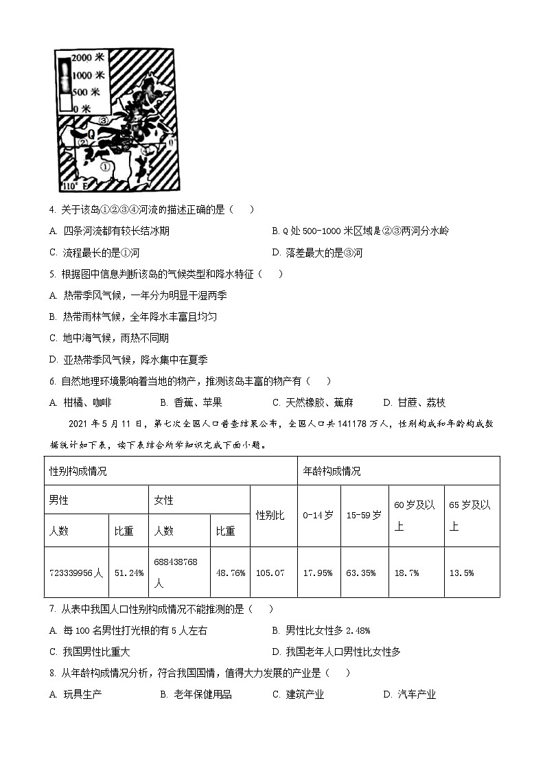 2021年湖南常德市中考地理真題 （含答案）及解析第2頁