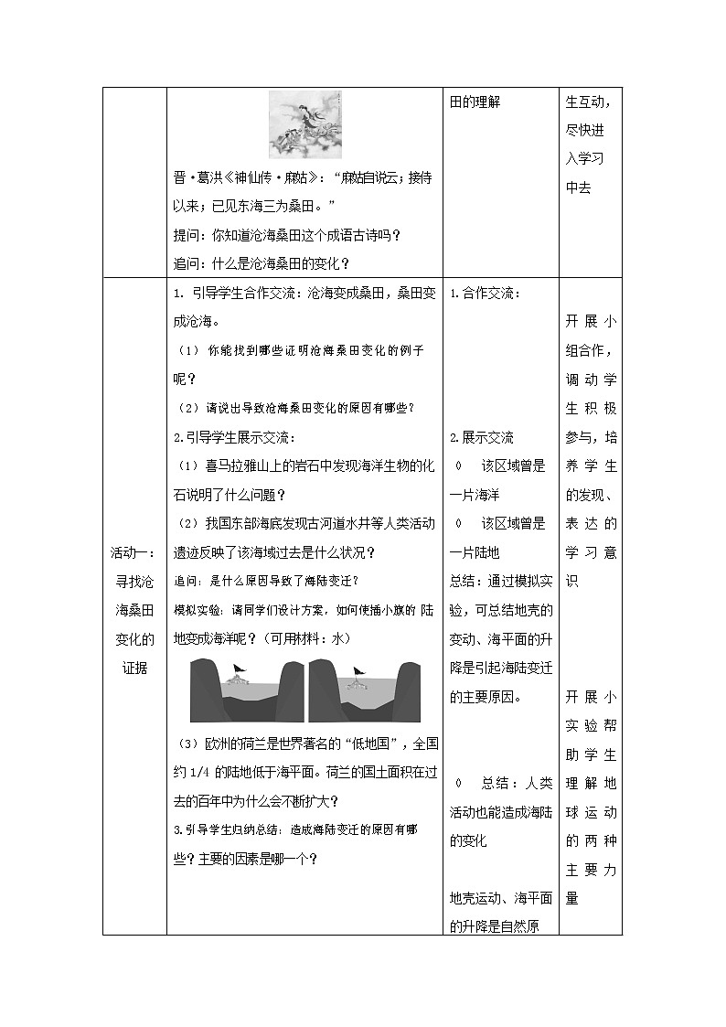 人教版七年级地理上册《2-2 海陆的变迁》教案教学设计初一优秀公开课第2页