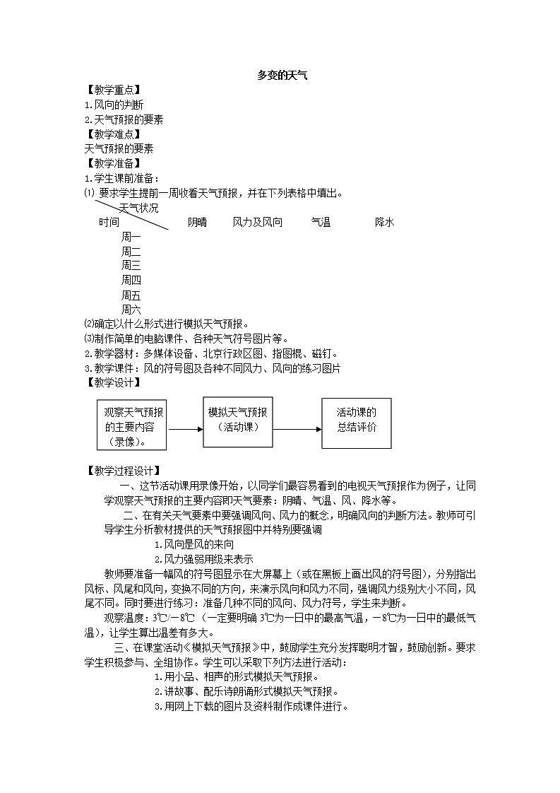 鲁教版(五四制)地理六年级上册 第三章 第一节 多变的天气_2 教案第1页