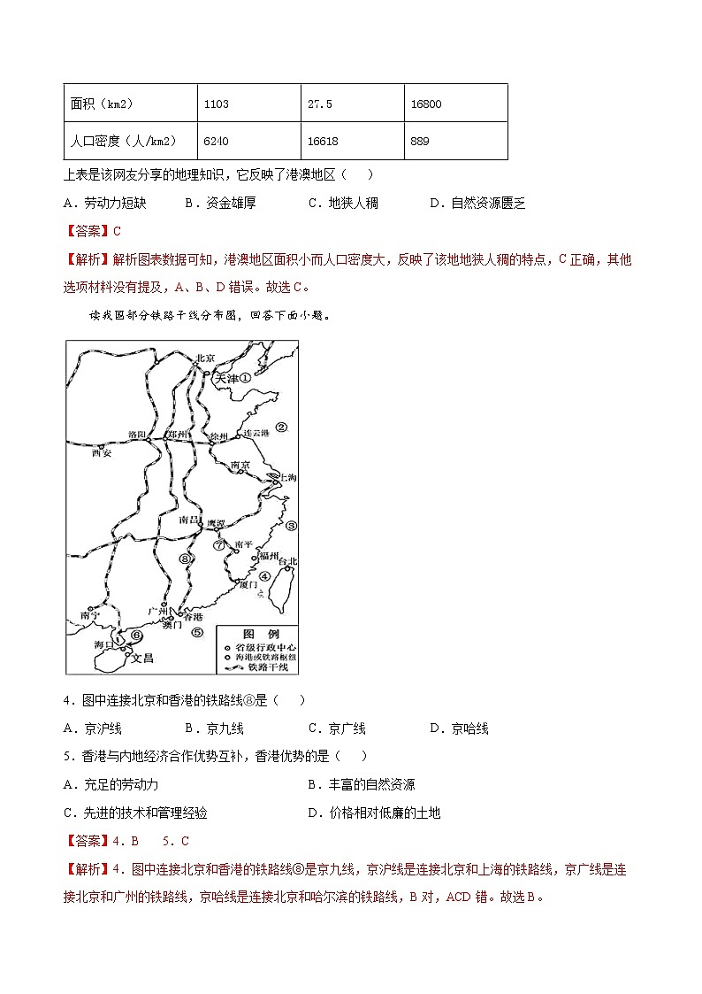 7.1   香港特別行政區(qū)的國(guó)際樞紐功能  （練習(xí)） 解析版第2頁(yè)