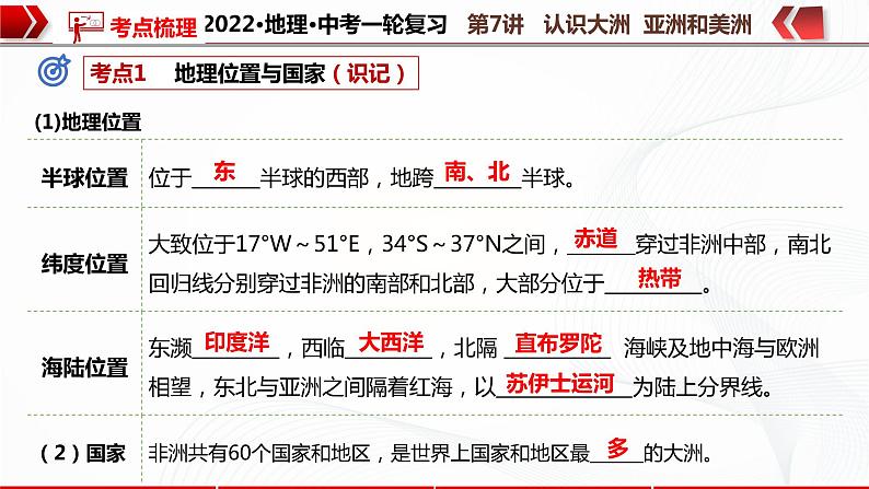 2022·广东地理·中考一轮 第7讲 认识大洲 亚洲和美洲(课件+教学设计+同步练习)07