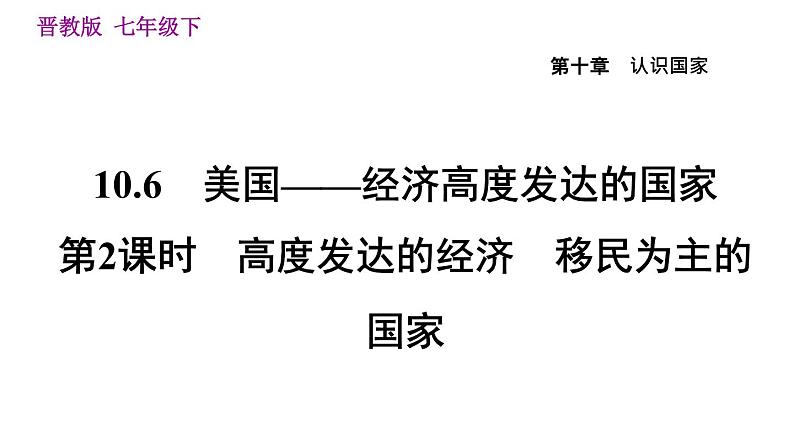 晋教版七年级下册地理 第10章 10.6.2 高度发达的经济 移民为主的国家 习题课件01