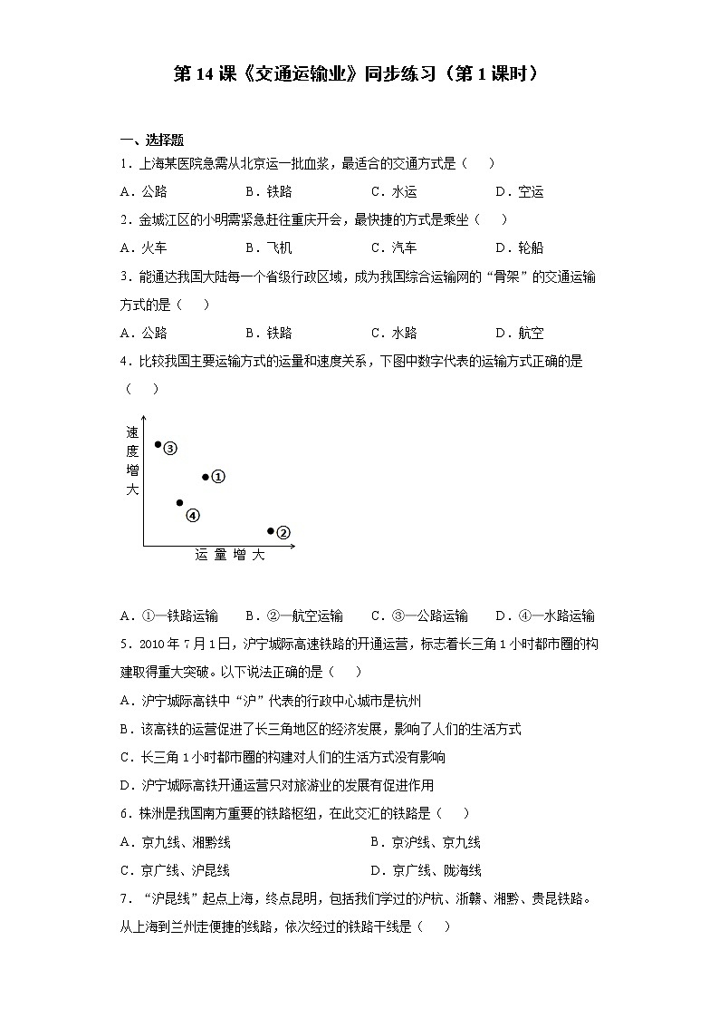 第14课《交通运输业》(第1课时)(课件+教学设计+学案+练习)01