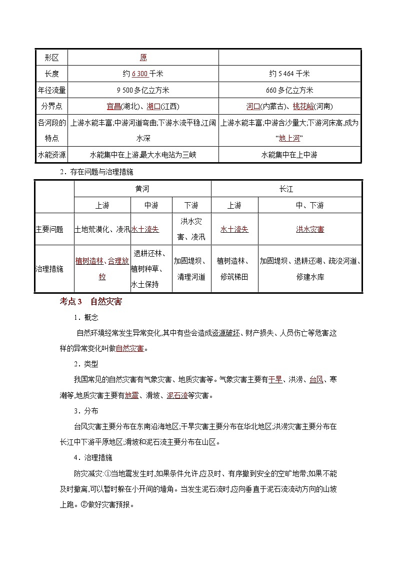 考点22 中国的河流与自然灾害(解析版)-2022年地理中考一轮过关讲练(人教版)第2页