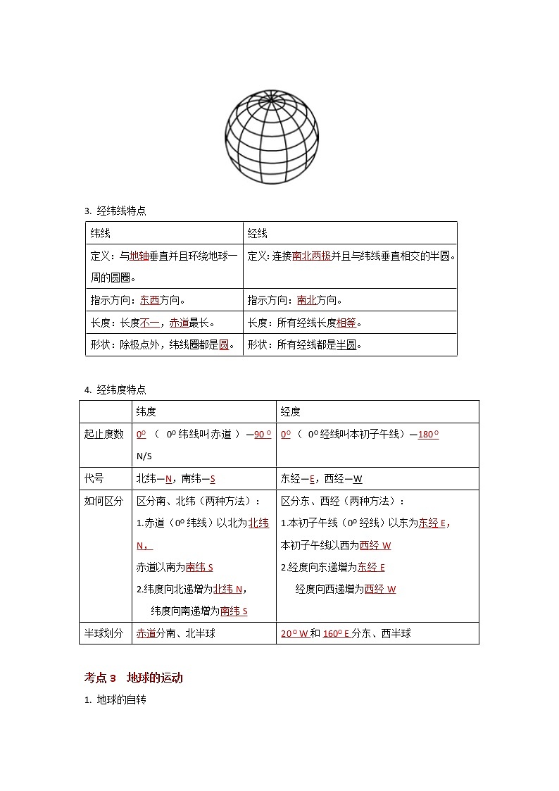 考点01 地球与地图(解析版)-2022年地理中考一轮过关讲练(人教版)第2页