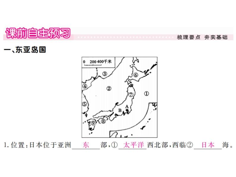 湘教版七年级地理下册第一节  日  本  第1课时  日本的位置、地形和气候习题课件02