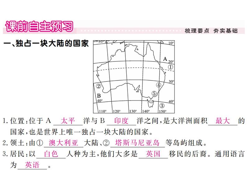 湘教版七年级地理下册第七节 澳大利亚习题课件02