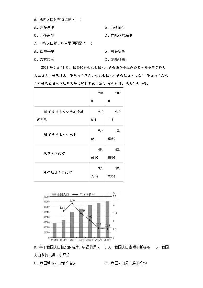 山西省晋中市祁县、灵石县2021-2022学年八年级上学期期中地理试题(word版含答案)02