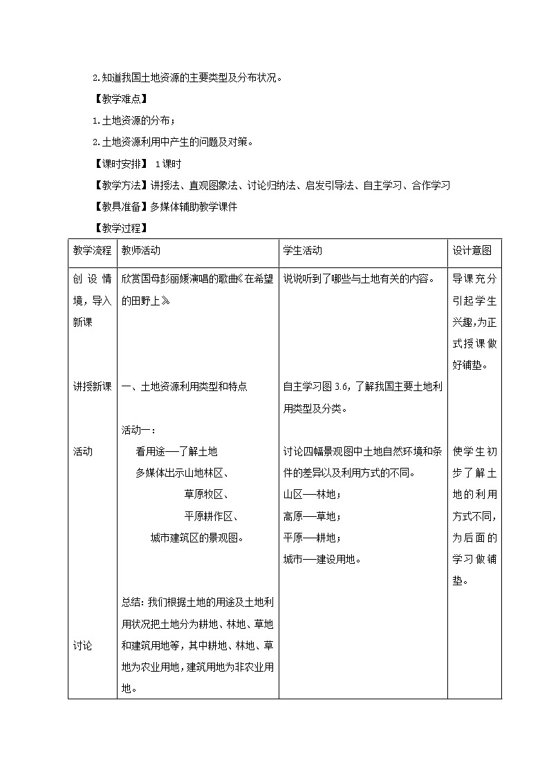 鲁教版(五四制)地理七年级上册 3.2 土地资源(教案)02