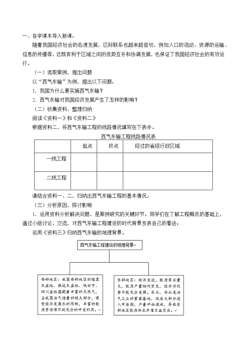 商务星球版地理八年级下册 第六章 活动课 区际联系对经济发展的影响(教案)第2页