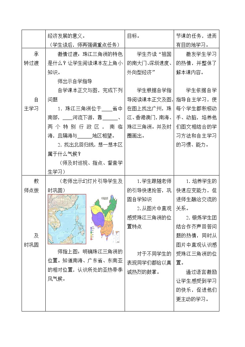 商务星球版地理八年级下册 第七章 第三节珠江三角洲和香港、澳门特别行政区_教案1(教案)02