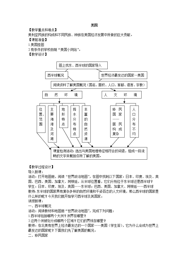 鲁教版(五四制)地理六年级下册 第九章第一节美国_4(教案)第1页