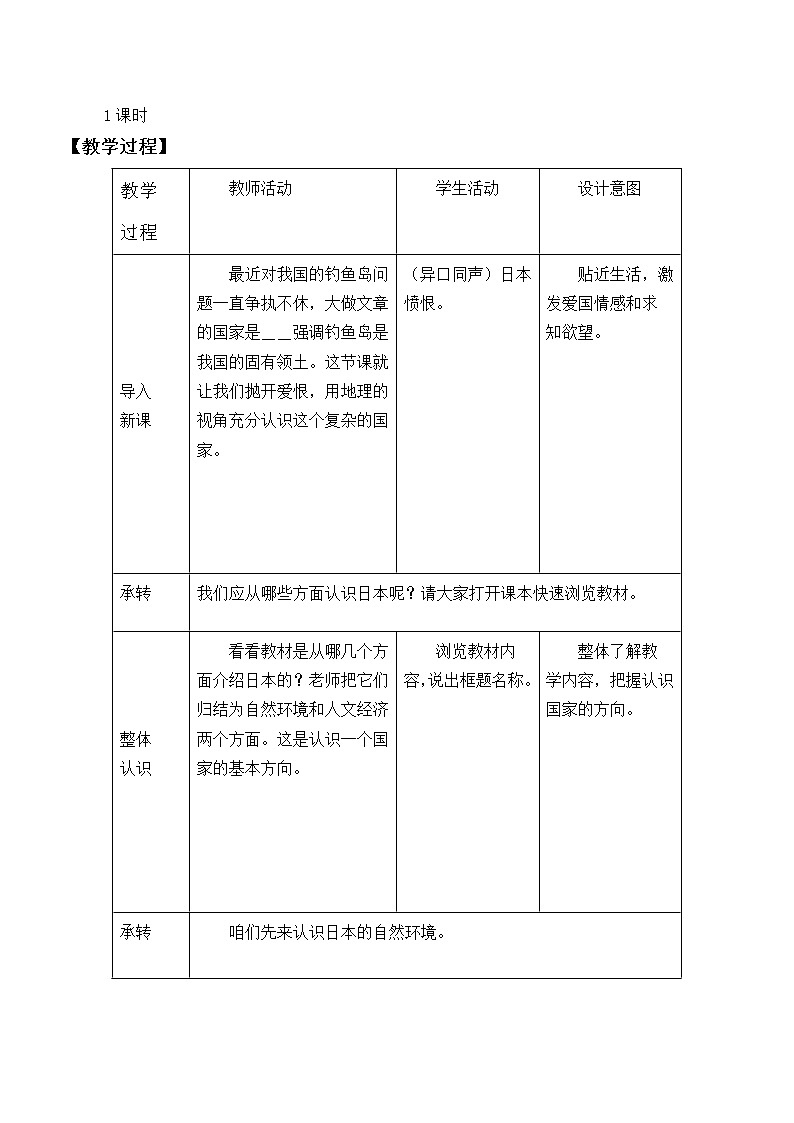 鲁教版(五四制)地理六年级下册 第七章第一节日本_2(1)(教案)第2页