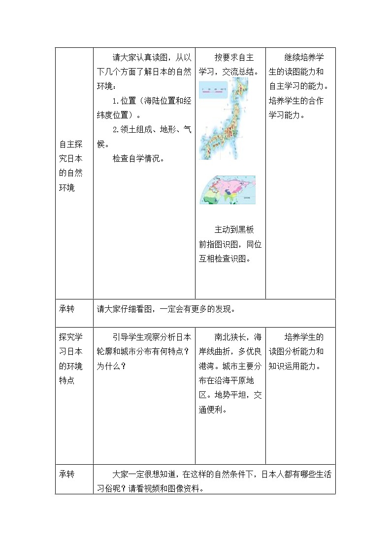 鲁教版(五四制)地理六年级下册 第七章第一节日本_2(1)(教案)第3页