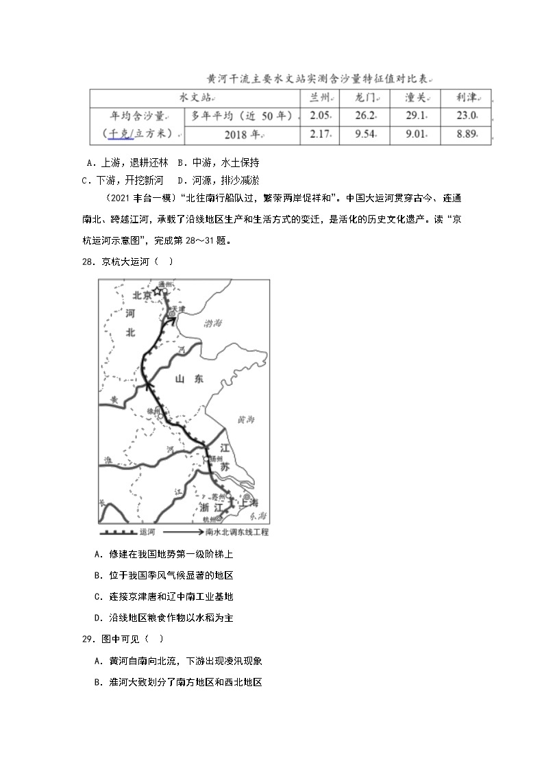 2022年北京中考复习训练：河流无答案02