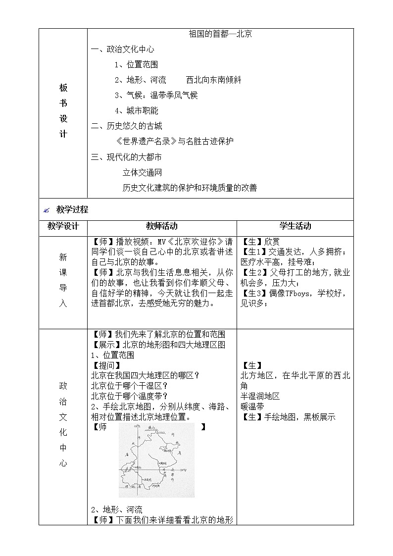 2022年人教版八年级地理下册第6章第4节祖国的首都——北京教案 (3)第3页