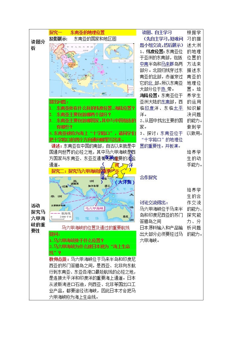 商务星球版地理 七下 7.1东南亚  教案02