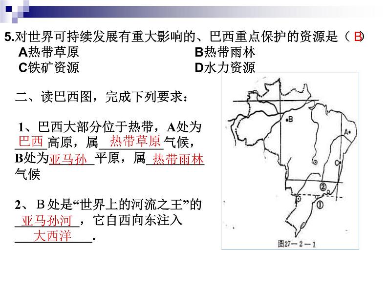 中图版八下地理 7.4 巴西 课件第8页