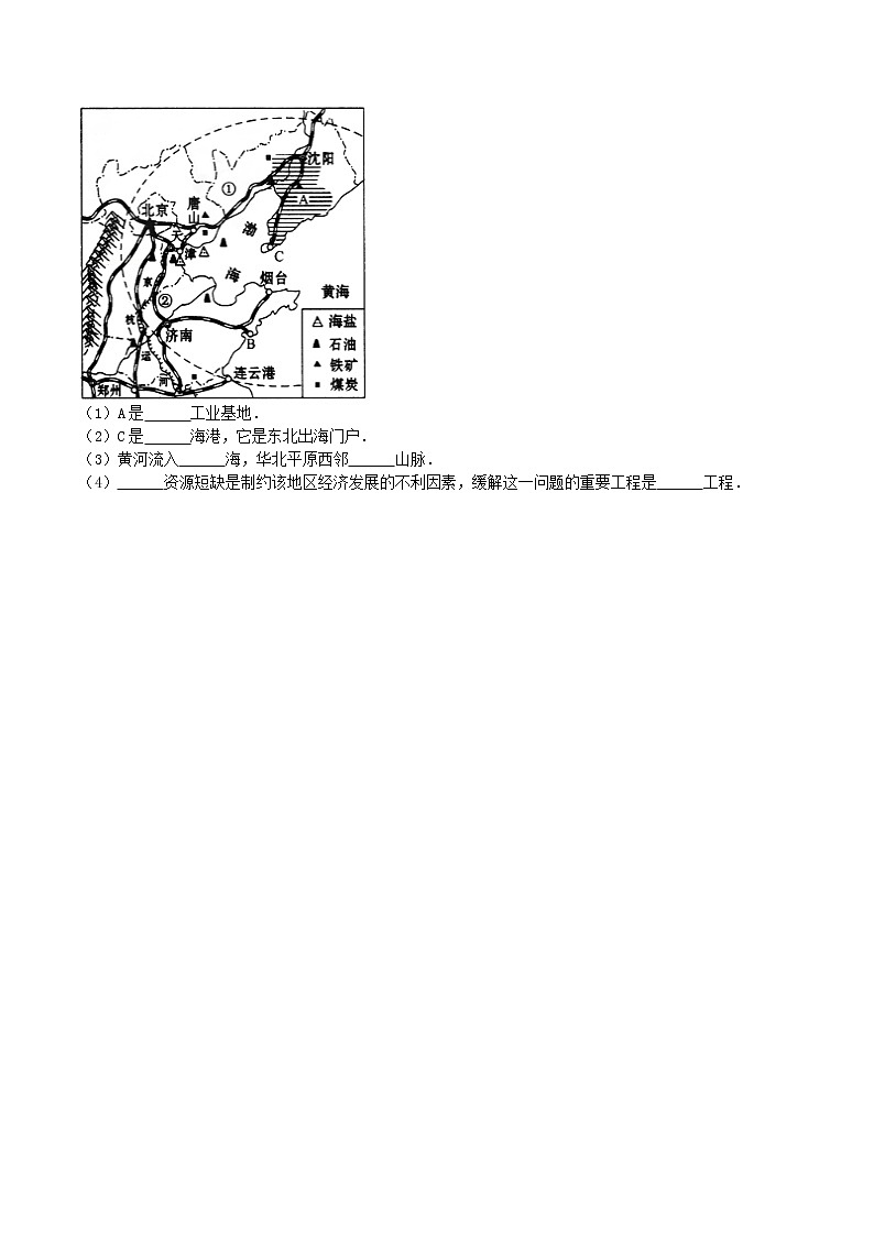 地理下册第六章第一节《自然特征与农业》练习题第2页